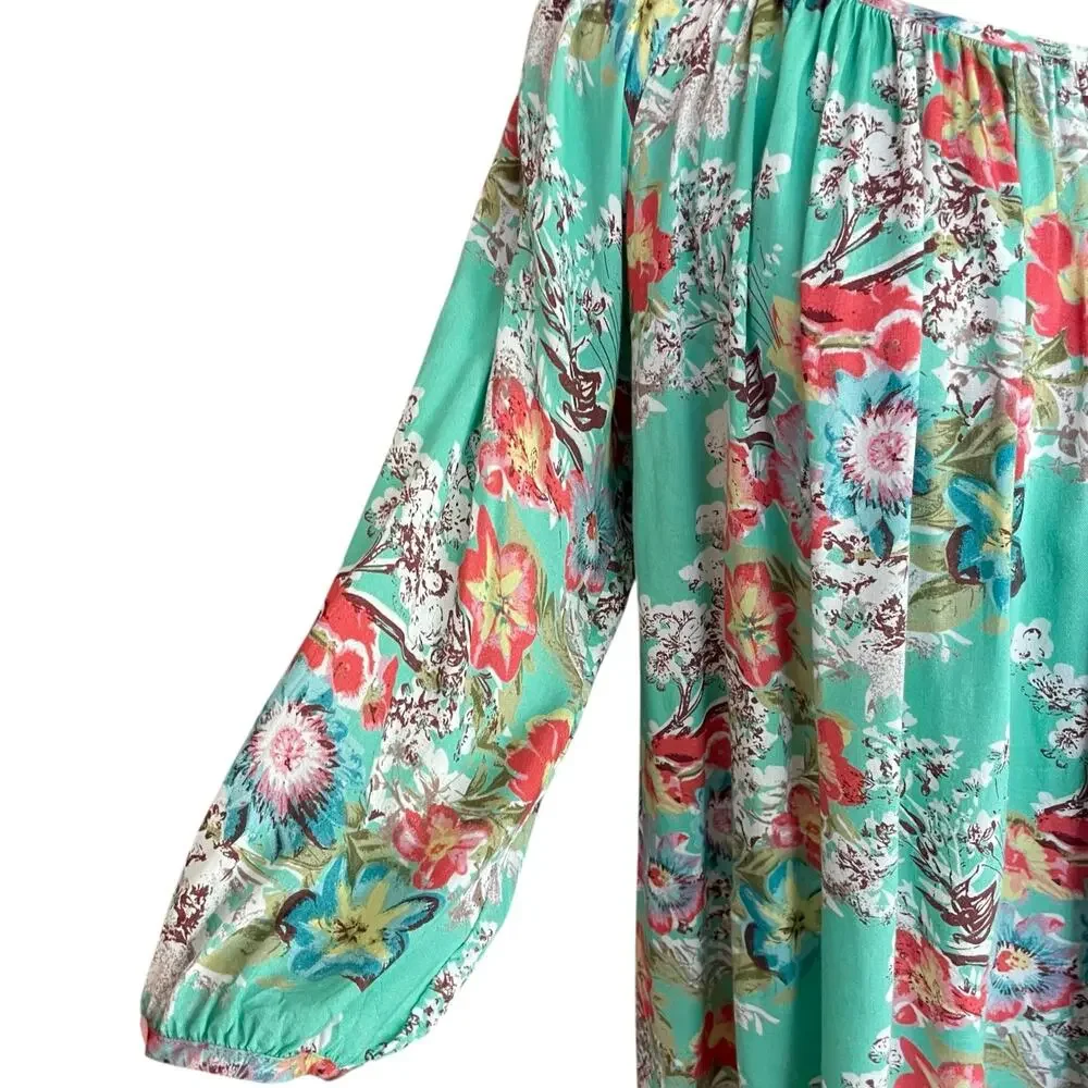 World Market Floral Boho Peasant Top SM/MED Gypsy Garden Girl Cottage Prairie - Picture 4 of 10